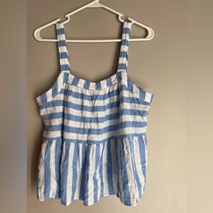 LOFT Blue and White Checkered Top